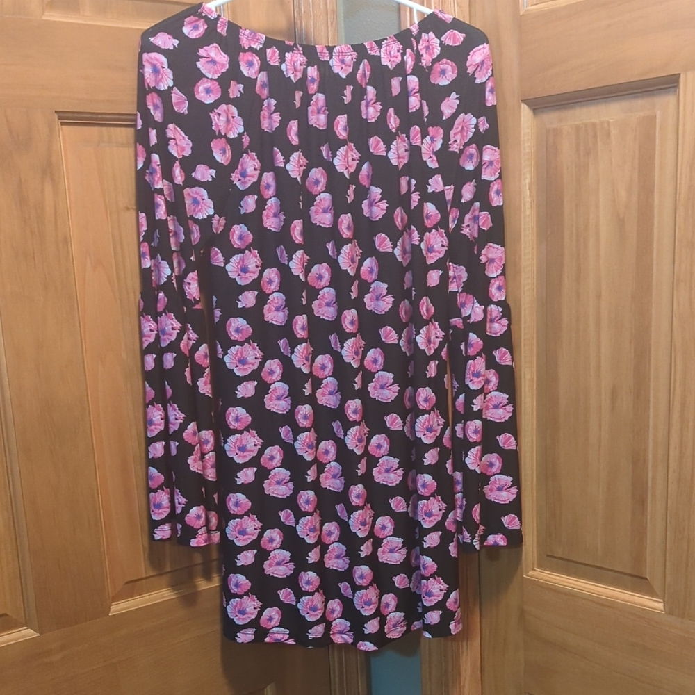 XL Floral Long Sleeve Tunic/Dress With Flare Sleeves